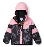 Columbia Youth Girls Mighty Mogul II Jacket, Black Whimsy/Pink Orchid, Small