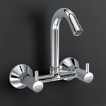 Plantex Sink Mixer for Kitchen Sink/Hot and Cold Water Mixer/360 Degree Rotating Spout/Wall Mount Sink Mixer with Teflon Tap/Kitchen and Bathroom Accessories-(MKS-1278-Chrome)