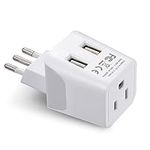 Ceptics Canada to Italy, Chile, Libya Travel Adapter (Type L) - Dual USB - Charge your Cell Phone, Laptops, Tablets - Grounded (CTU-12A)