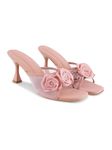 FROH FEET Stylish Embellished Kitten Heel Sandals Women & Girls | (Peach, 40)