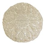 kilofly Handmade Crochet Cotton Lace Table Sofa Doily, Waterlily, Beige, 20 inch