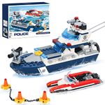 City Police Patrol Boat Building Kit Coast Guard Ship with Jet Ski Building Sets Water Police Speedboat Chase Mission Playset Ocean Adventure Toys Gift for Boys Girls Kids 6-12 Year Old, 285 Pieces