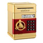 Honeystar Electronic Piggy Banks for Boys, Real Money Savings Box Toys for Children ATM Cash Coin Bank for Child Best Birthday Gifts for Kid 8-12 Year Old (Gold)