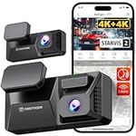 REDTIGER 4K+4K Dash Cam Front and Rear, Dual STARVIS 2 IMX678 Sensor, 5.8GHz WiFi APP Control Car Camera with Built-in 128GB, Voice Control, 4'' Touch Screen, HDR Night View, 24/7 Parking Mode(F77)