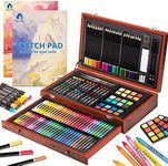 VigorFun Art Set, 146 Piece Deluxe Wooden Art Supplies Crafts Painting Kit with 2 Sketch Pads, Includes Crayons, Colored Pencils, Oil Pastels, Creative Gift for Teens, Beginners Girls Boys