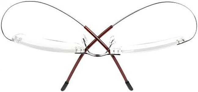 Qi Song Ultra-light 100% Titanium Rimless Reading Glasses Men Women Eyeglasses+1.0 +1.5 +2.0 +2.5 +3.0 +3.5+4.0 (Silver, 2.0)