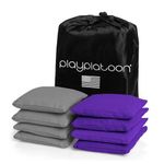 Play Platoon Weather Resistant Cornhole Bags - Set of 8 Regulation Corn Hole - Purple & Gray - Durable Duck Cloth Corn Hole for Tossing Game, Includes Tote Bag