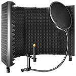 DEVICE OF URBAN INFOTECH Isolation Shield for Microphone with Pop Filter Sound Absorbing Reflection Filter for Mic Soundproof Vocal Booth for Home Studio Recording (5 Panel + Pop Filter)