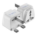 Ceptics UK Adapter, India to Hong Kong, UAE, Dubai Travel Adapter, UK Adapter for Indian Pins - Type G Adapter - Perfect for Laptop, Camera, Charger - CE - RoHS - 2 Pack -White - 5 Years Warranty