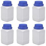 Lxoraziy 6 Pieces 500ml Wide-neck Bottles with Screw Caps, Chemicals Bottle, Laboratory Bottle with Lid Can Be Used As A Storage Container, for Lab Kitchen or Domestic Use(White)