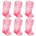 6Pcs Mini Cute Cowboy Boot Shot Glasses, 1oz Plastic Western Cowboy Mini Beer Mugs, Reusable Cowboy Boot Cups, for Cowboy Bachelorette Theme Party Supplies Wedding Decorations (Pink)