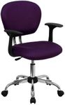 Flash Furniture Beverly Mid-Back Purple Mesh Padded Swivel Task Office Chair with Chrome Base and Arms