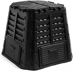 VonHaus Compost Bin for Garden 480L – Composter with Slatted Design for Aeration, Rainwater Collection, Side Flap & Lid – Outdoor Compost Converter – Frost & UV Resistant - Black