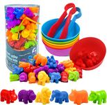 DFQiQiQinH Counting Animals Montessori Toys，Educational Sensory Bin Toys，Color Sorting Toys for Toddlers，Fine Motor Skill Toys, Montessori STEM Toy Sets for Kids，The Best Gift for Children