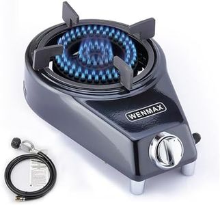 WENMAX Single Burner Propane Stove, Portable Gas Stove with Propane Adapter Hose, High Heat Value 15000 BTU, Smart Valve Protection for Children, Portable Size for Outdoor Use