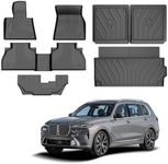 Floor Mats & Cargo Liner & Backrest Mat for BMW X7 2019-2024 2025(Only 7-Seater, Not for 21-22 X7 50i) | Custom Fit for 2024 BMW X7 All Weather Floor Mats Trunk Mat Back Seat Cover Protector Full Set