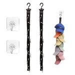 KASESSS 2 Pieces Hat Storage, Practical Hat Rack, Baseball Cap Storage with 16 Stainless Steel Clips, Hanging Hat Organiser with 2 Self Adhesive Hooks, Hat Hanger for Ball Hats, Golf Caps, Sports Caps