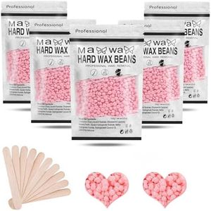 500g Hard Wax Beads for Hair Removal with 10 Sticks, Wax Beads for Sensitive Skin, Body Wax Beads for Thick Hair, Waxing Beads for Face, Eyebrows, Body, Home(100g/pack) (5 Pack, Rose)