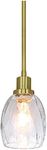 XiNBEi Lighting Pendant Light Modern 1 Light Mini Pendant Hanging Light with Clear Glass Adjustable Kitchen Hanging Ceiling Light in Satin Brass XB-P1210-SB