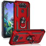 PUSHIMEI Compatible for LG Aristo 5/K8X/Phoenix 5/Fortune 3/Tribute Monarch/Risio 4 case,Military Grade Protection Phone Case Cover with HD Screen Protector Magnetic Ring Kickstand (Red)