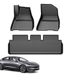 GEARCELL 3 PCS Floor Mats Fit For Tesla Model 3 2018-2024 Right Hand Drive TPE All Weather Double layer Mats