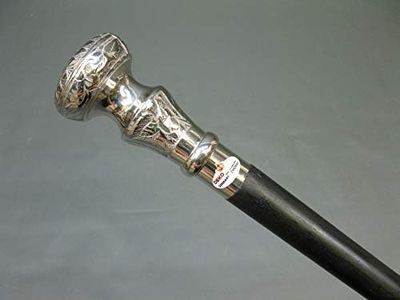 Medieval Replicas Bâton de Marche Bâton de randonnée MariéM2 Noir argent 96 cm