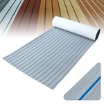 OSLEN 240 x 90 cm EVA Foam Teak Wood Boat Decking Sheet Non-Slip Mat Self-Adhesive Marine Flooring Rug for Boats Yachts Ship Decks Speedboats, 1 Piece (Light Grey Over Blue)