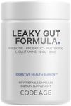 Codeage Leaky Gut, L-Glutamine for Gut Health Support, N-Acetylglucosamine Supplement, Probiotic, Butyric Acid, Polyphenols, Quercetin, DGL, Berberine, BioPerine, Cinnamon, Vegan, Non-GMO, 60 Capsules