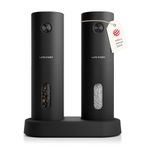 LARS NYSØM Electric Salt and Pepper Grinder Set I Automatic Salt and Pepper Mills with Adjustable Ceramic Grinder I USB Rechargeable Electric Spice Grinder Set (Carbon Black)