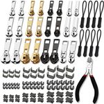 Haraqi Zip Repair Kit(105pcs), Zip Repair Set, Zipper Pull Replacement, Zipper Repair Kit, Zips, Universal Zipper Pull Accessories (3 Sizes: #3/5/8)