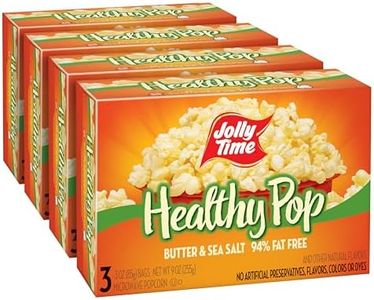 Jolly Time Healthy Pop Buttery Microwave Popcorn, Low Fat Gluten Free Non-GMO, 3oz Sharing Bag, 3 Bags Per Carton (Healthy Pop - Butter & Sea Salt, 3 Ounce (Pack of 12))