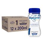 Aptamil Advanced 1 First Infant Baby Milk Ready to Use Liquid Formula, from Birth, 200ml (Pack of 12)