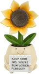 Inspirational Sunflower Gifts for Women Men, Keep Shining Resin Desk Decor, Cute Mini Plant Pot Figurine - Unique Thinking of You Encouragement Present for Coworker Friend Get Well Soon (Sunflower)