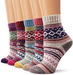 Ambielly Winter Women Socks 5 Pairs Vintage Style Knit Wool Casual Socks Thick Warm Colorful Socks (SD10004A)