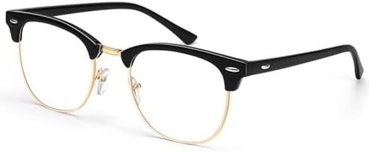 Blue Light Glasses for Men and Women Computer Glasses Gaming Glasses Blue Light Blocking Eye Strain Release(Glossy Black/Golden Rim)