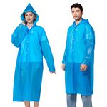 Raincoats EVA Rain Ponchos for Adults Reusable 2 Pack, Rain Coats with Hood for Women Men Travel Hiking Theme Park Camping Blue