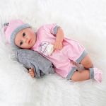 The Magic Toy Shop BiBi Doll Blush Realistic Baby Doll 18" – Soft Vinyl Baby for Girls & Boys with Interactive Sounds & Trendy Outfit – Newborn Girl for Kids 18 Months+