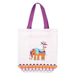 DOODLE Travel Tote Bag For Women And Girls | Eco-Friendly Shoulder Bag For Shopping, Travelling And College I Washable And Reusable - (Tribal Tusker), White