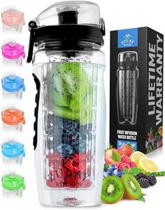 Zulay (34oz Capacity) Fruit Infuser Water Bottle - Anti-Slip Grip & Flip Top Lid Infused Water Bottles for Women & Men - Water Infusion Bottle - Onyx Black