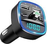 Bluetooth Transmitter, Car Bluetooth Adapter with Dual USB Charge Port, 5.0 FM Bluetooth Transmitter Connect Your Smartphone to Your Car Stereo, SD Card, USB Disk & Hands-Free Calling