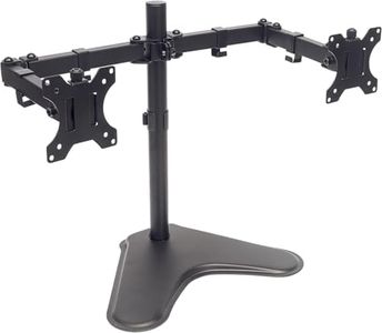 Manhattan TV & Monitor Mount, Desk, Double-Link Arms, 2 screens, Screen Sizes: 10-27", Black, Stand Assembly, Dual Screen, VESA 75x75 to 100x100mm, Max 8kg (each)