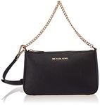 Michael Michael Kors Women's Medium Leather Zip Crossbody Purse, Black