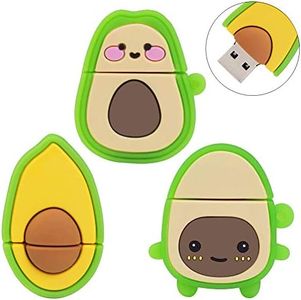 LEIZHAN Cute USB Flash Drive 32GB, 3 Pack Fruit Design Avocado Silicone USB 2.0 Thumb Drive Computer Memory Stick Pen Drive Flash Disk Jump Drive Gift Set