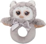 Bearington Baby Lil' Owlie Plush Stuffed Animal Gray Owl Soft Ring Rattle, 5.5"