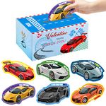 H1vojoxo 40PCS Valentine's Day Racing Cars Cards Boxes for Kids, Valentines Day Cards and Mailbox for Classroom Exchange, Valentine Gifts Cards for Party Favor (1 Mailbox and 39 Valentines Cards)