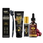 SAAN Beard Growth Kit with Set Of Onion Beard Growth Oil,Moustache oil, Beard Face Wash, 0.5mm-540 titanium needle Beard Activator| For Faster Beard Growth