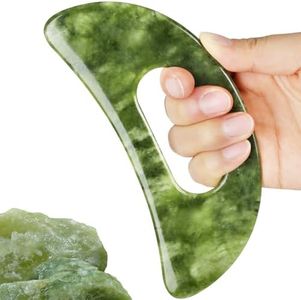 Jade Stone Gua Sha Massage Tool Large Guasha Board with Handle Muscle Scraping Massage Tools Body Sculpting Anti Cellulite Spa Acupuncture Tools for Back Neck Leg Massage, Lymphatic Drainage