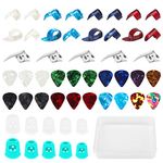 52 PCS Guitar Finger Picks Thumb Picks Guitar Finger Protectors Metal guitar picks Guitar Accessories Kit with Storage Box for Electric Acoustic Classic Guitar Bass Banjo Ukulele