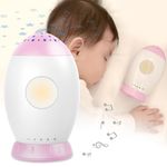 Nueplay Baby Sleep Soother with Lullaby Songs & White Noises, Star Projector for Kids Room Decor, Baby Nursery Night Lights, Portable Sound Machine for Toddlers, Baby Essentials for Boys & Girls(Pink)
