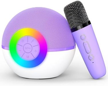 Mgaolo Mini Karaoke Machine for Kids Adults,Portable Bluetooth Speaker with Wireless Microphone,Gift Toys with MP3 Player for Boys Girls 3-12 Year Old Birthday Family Home Party Present (Purple)